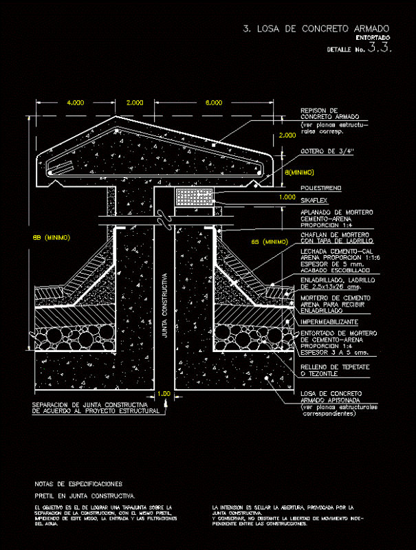 Losa Concreto Armado -Paved DWG Block for AutoCAD