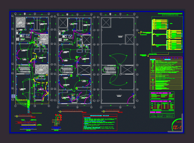 Electrical Installation Plans for a 3-Story Residence DWG