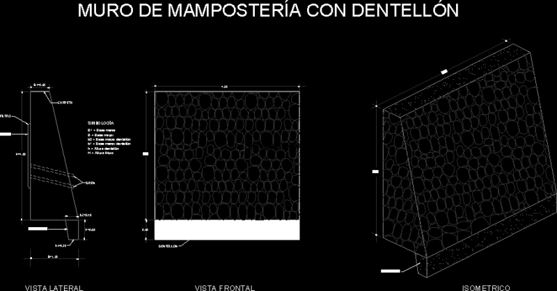 Masonry Retaining Wall DWG Detail for AutoCAD