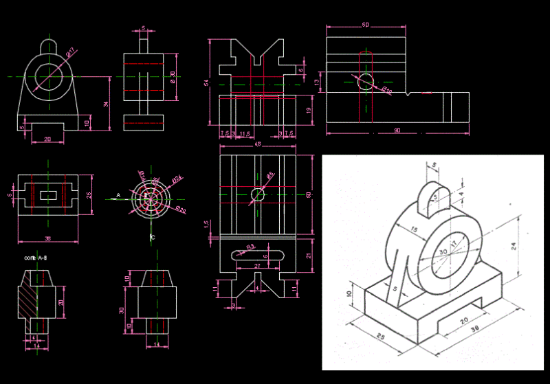 Mechanical Parts 2D DWG Block for AutoCAD