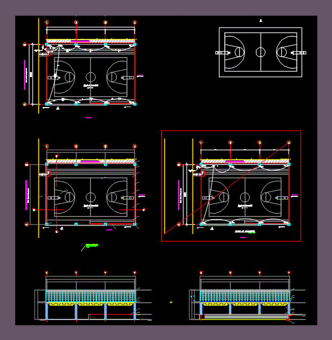 Metal Frame For A Basketball Court DWG Detail for AutoCAD • Designs CAD