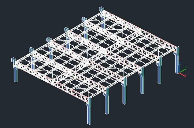 Metal Roof Truss For Sports Court 3D DWG Model for AutoCAD 