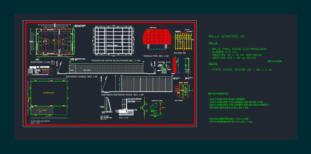 Multicancha 3D DWG Detail for AutoCAD