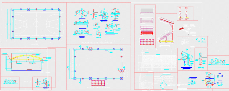 Multiple Court DWG Detail for AutoCAD