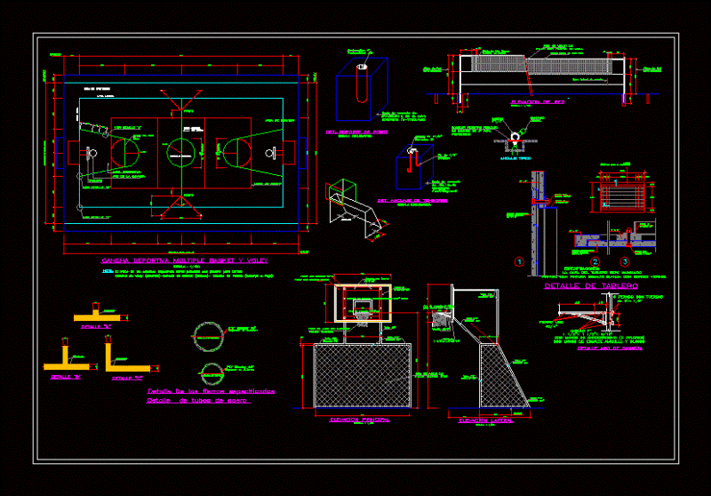 Multiple Sports Field DWG Section for AutoCAD