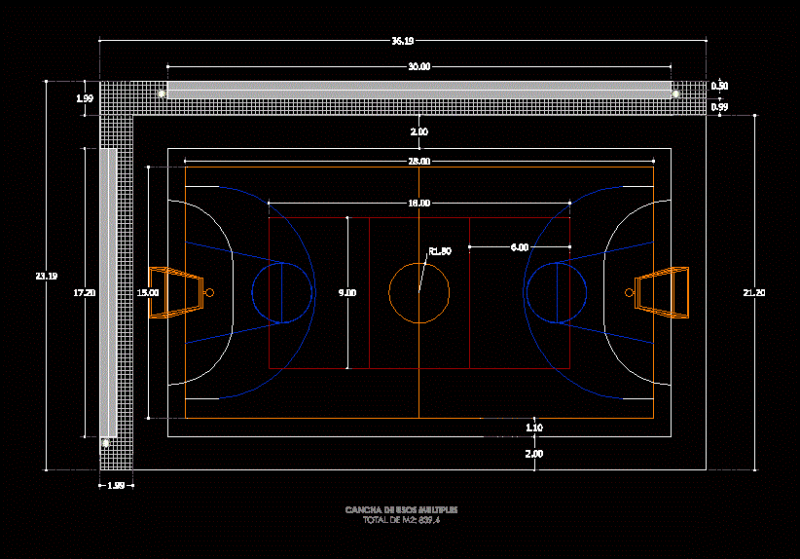 Multiple Uses Court DWG Full Project for AutoCAD