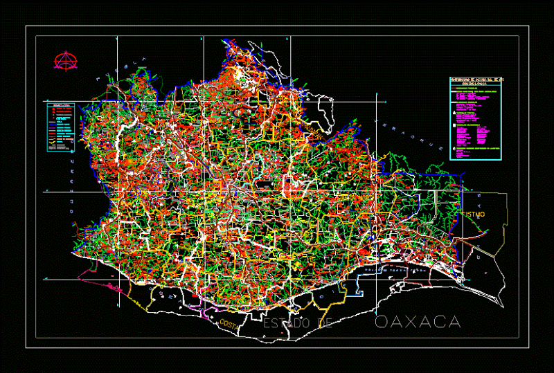 Oaxaca State Highway Map and Regional Infrastructure DWG