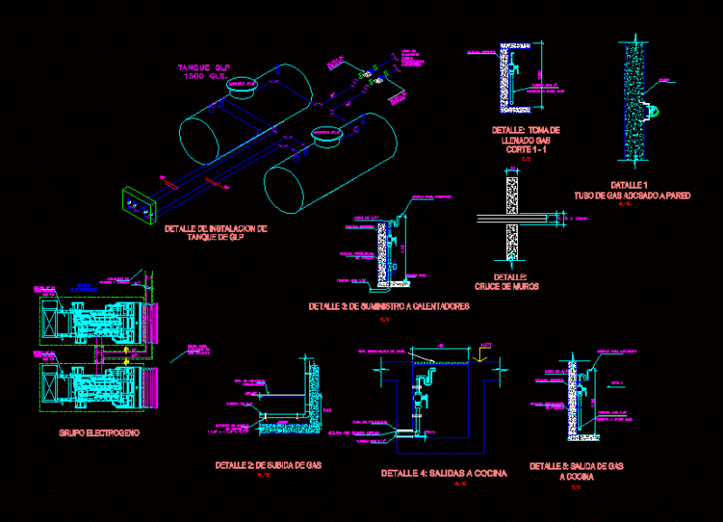 Oil Tanks Feeders Genset DWG Detail for AutoCAD