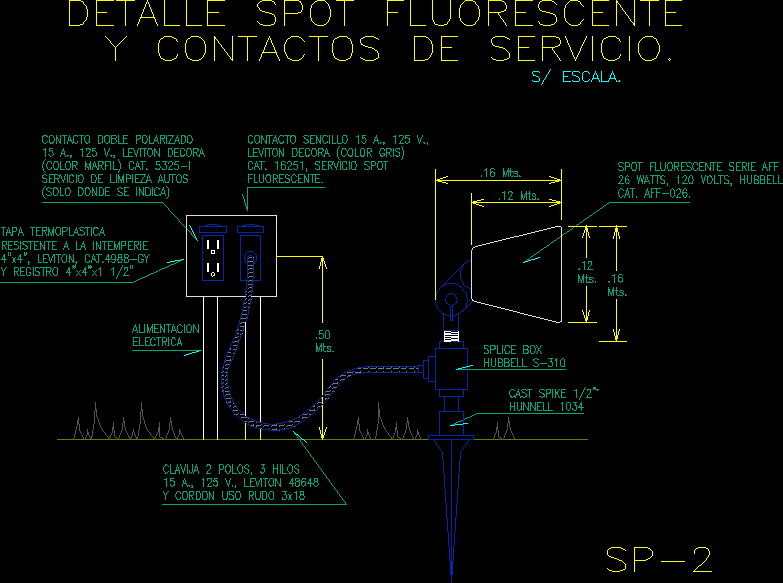 Outdoor Fluorescent Spot Light DWG Detail for AutoCAD 