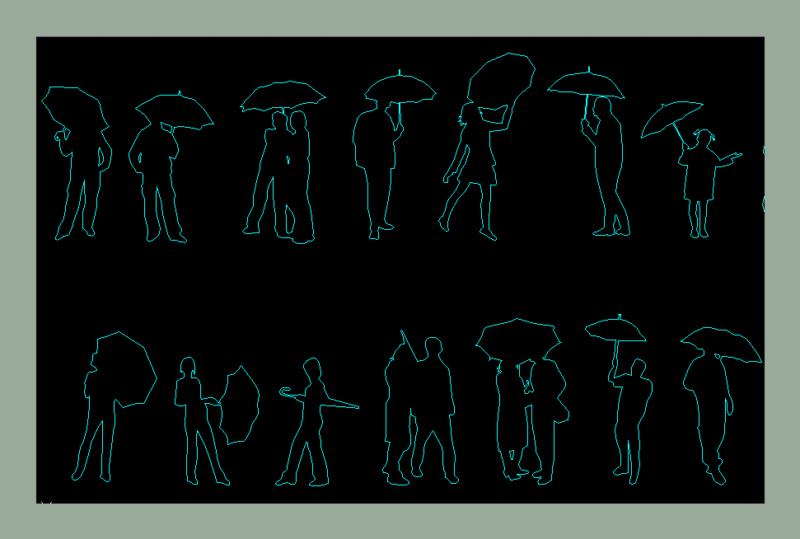 People – Umbrella DWG Block for AutoCAD