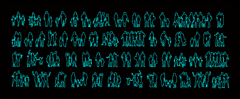 People Familiar Silhouettes 2D DWG Elevation for AutoCAD