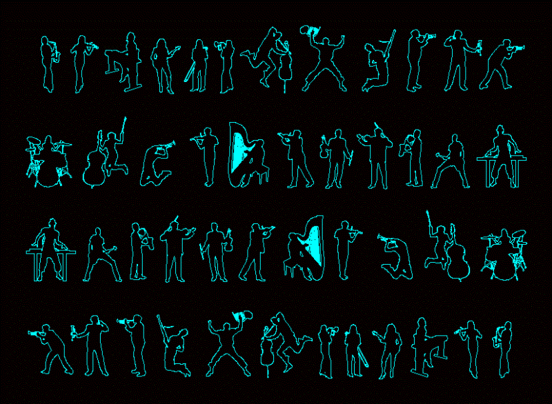 People Practicing Music DWG Block for AutoCAD