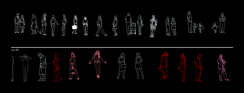 People Raised 2D DWG Block for AutoCAD