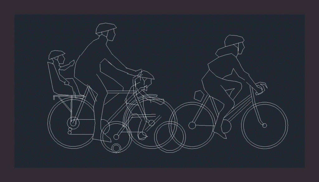 People Riding Bikes DWG Block for AutoCAD