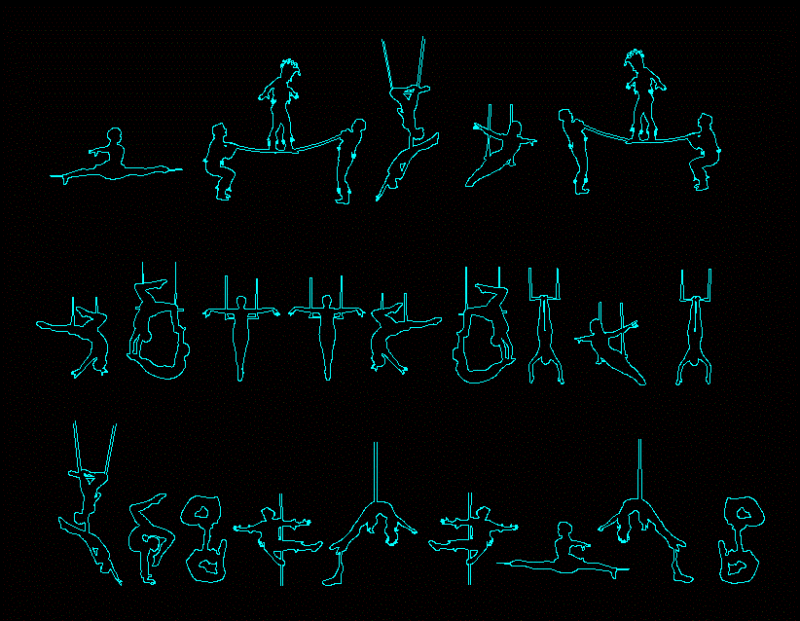 People Silhouettes Acrobats DWG Block for AutoCAD