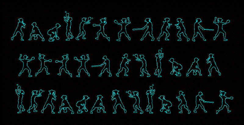 People Silhouettes Baseball DWG Elevation for AutoCAD