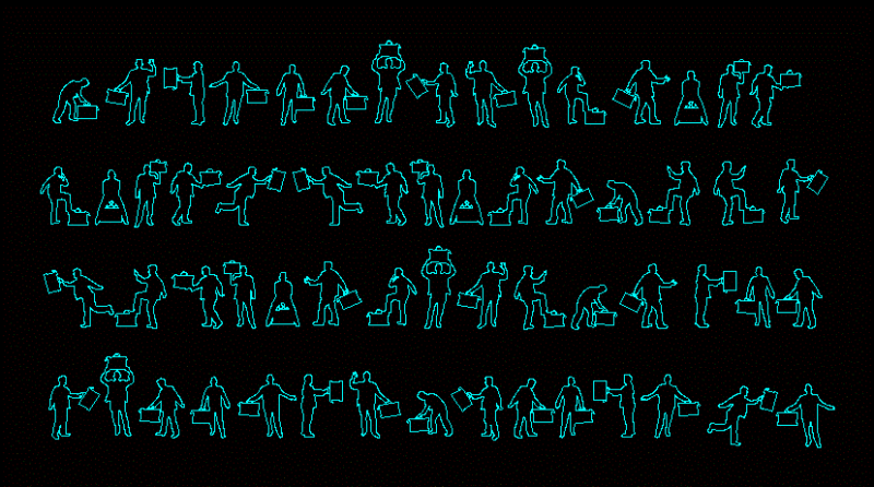 People Silhouettes Briefcase DWG Elevation for AutoCAD