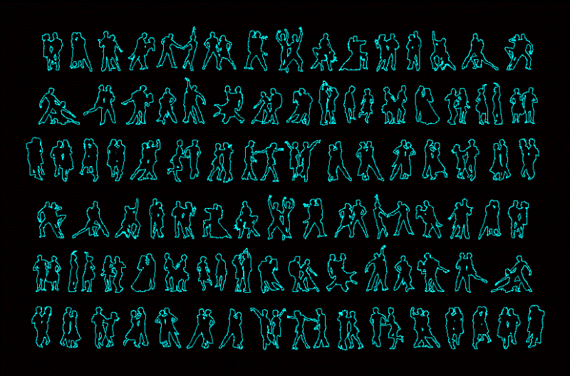 People Silhouettes Couple Dancing DWG Elevation for AutoCAD