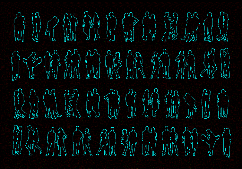 People Silhouettes Couples DWG Elevation for AutoCAD