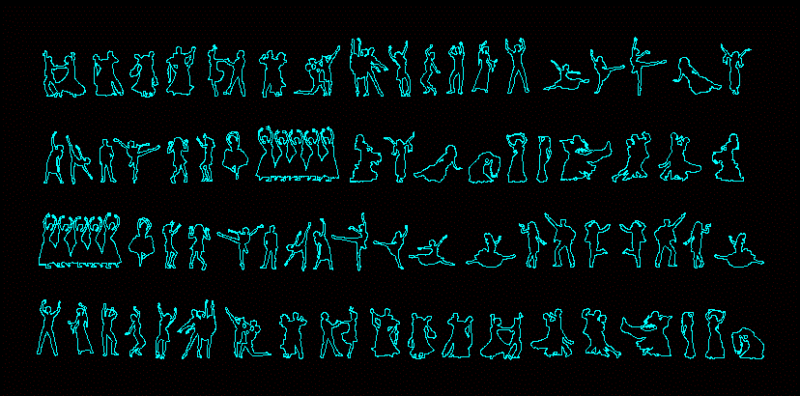 People Silhouettes Dancing DWG Elevation for AutoCAD