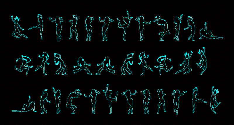 People Silhouettes Dancing DWG Elevation for AutoCAD