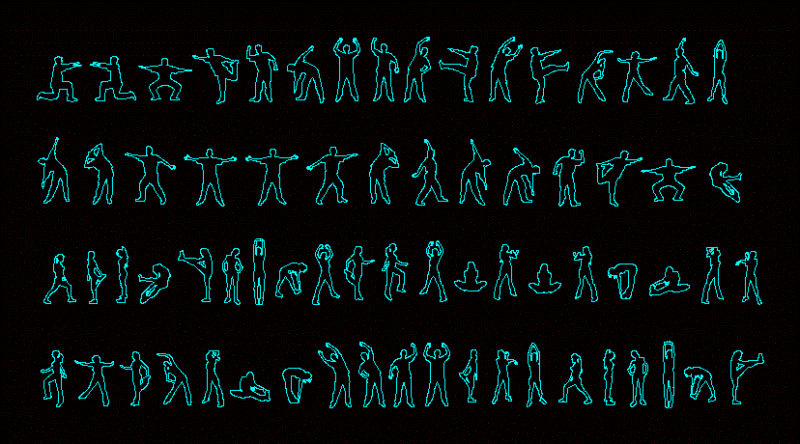 People Silhouettes Doing Exercises DWG Block for AutoCAD