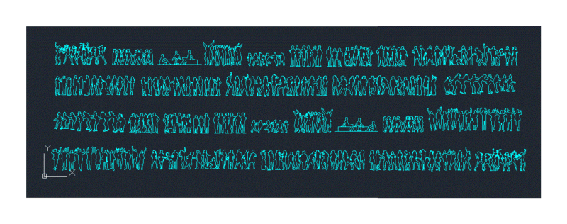 People Silhouettes Groups DWG Elevation for AutoCAD