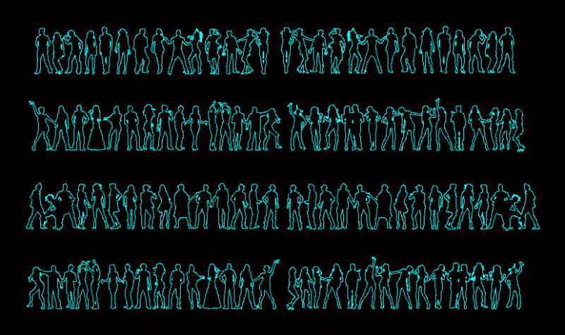 People Silhouettes Groups DWG Elevation for AutoCAD