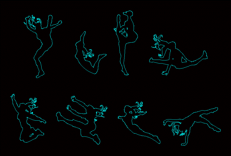 People Silhouettes Gymnastics DWG Block for AutoCAD