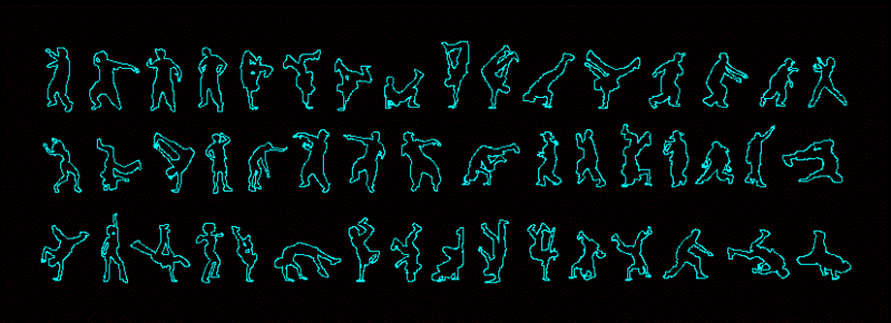 People Silhouettes Hip – Hop DWG Block for AutoCAD
