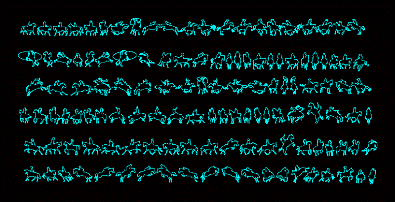 People Silhouettes Horse DWG Elevation for AutoCAD