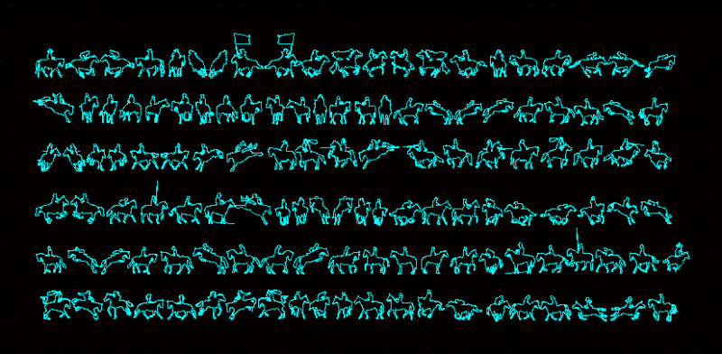 People Silhouettes Horse DWG Elevation for AutoCAD