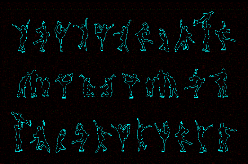 People Silhouettes Ice Skating DWG Elevation for AutoCAD
