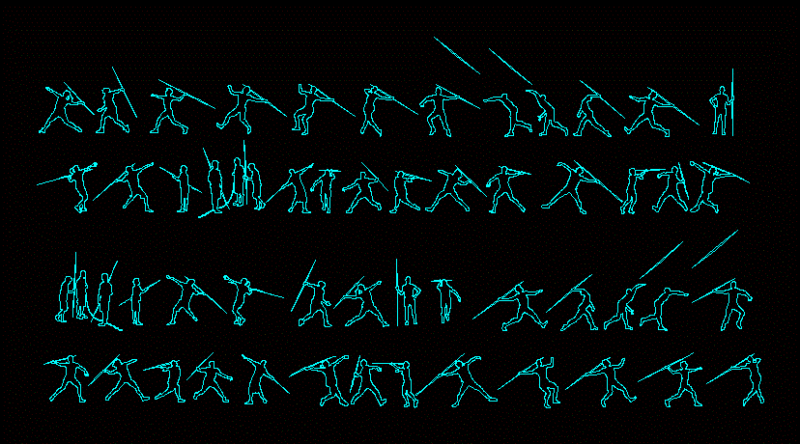 People Silhouettes Javelin DWG Elevation for AutoCAD