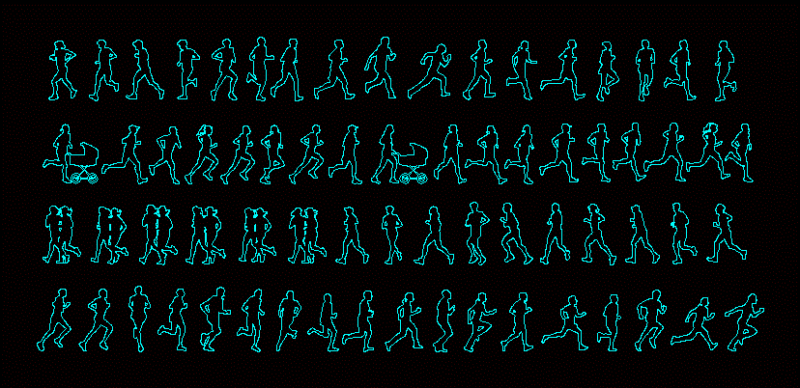 People Silhouettes Jogging DWG Block for AutoCAD