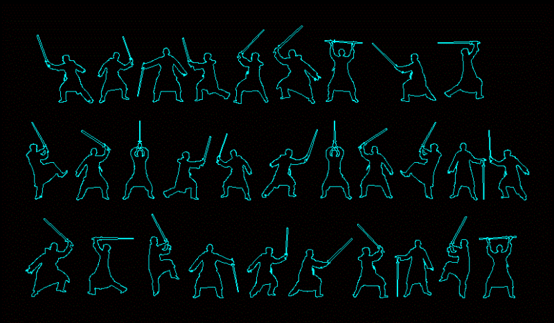 People Silhouettes Kendo DWG Elevation for AutoCAD