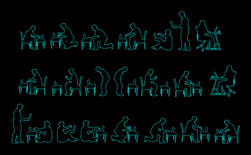 People Silhouettes Labtop DWG Elevation for AutoCAD