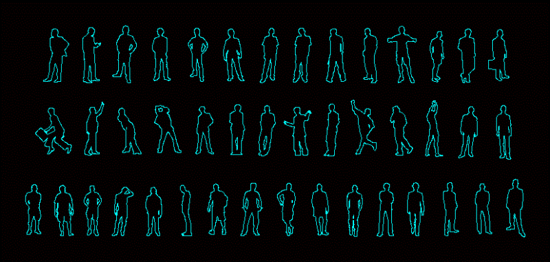 People Silhouettes Men DWG Block for AutoCAD