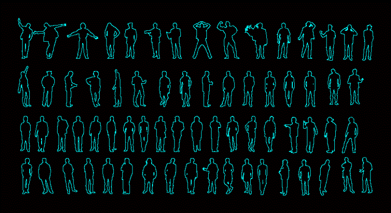 People Silhouettes Men DWG Elevation for AutoCAD