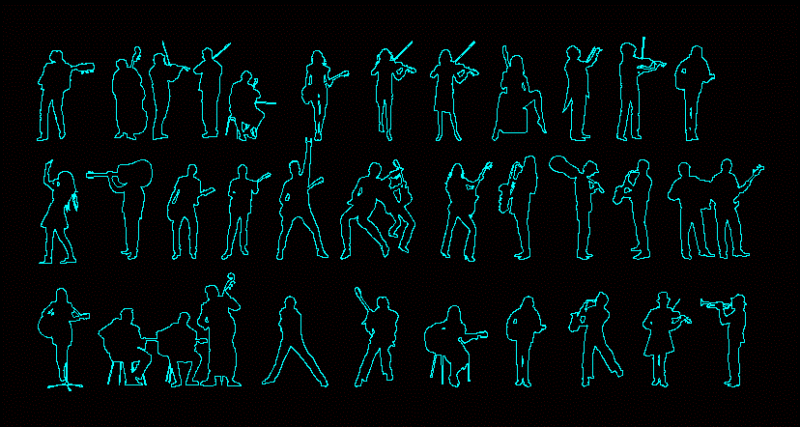 People Silhouettes Music DWG Full Project for AutoCAD