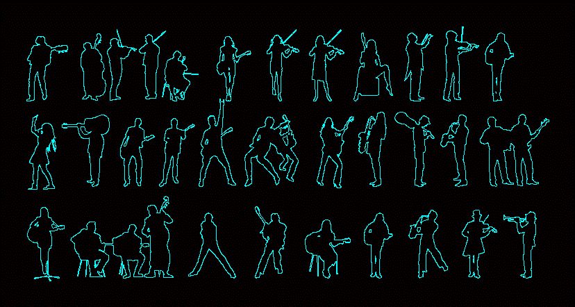 People Silhouettes Music DWG Full Project for AutoCAD • Designs CAD