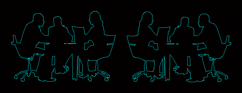 People Silhouettes Office DWG Elevation for AutoCAD