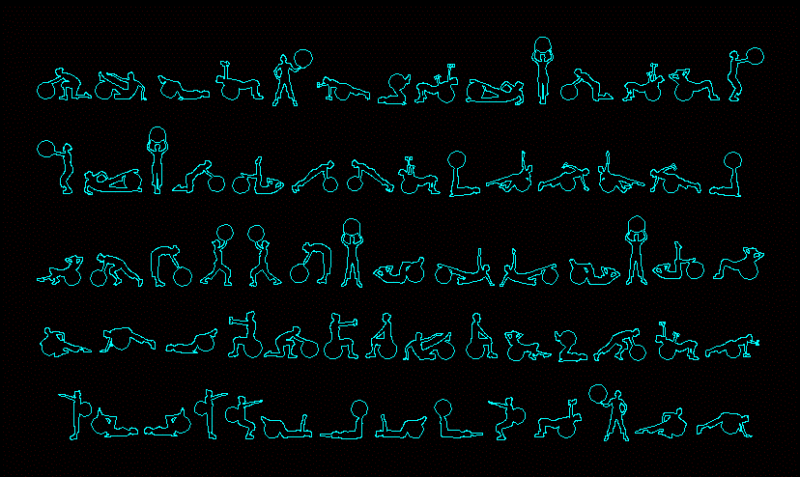 People Silhouettes Pilates DWG Elevation for AutoCAD
