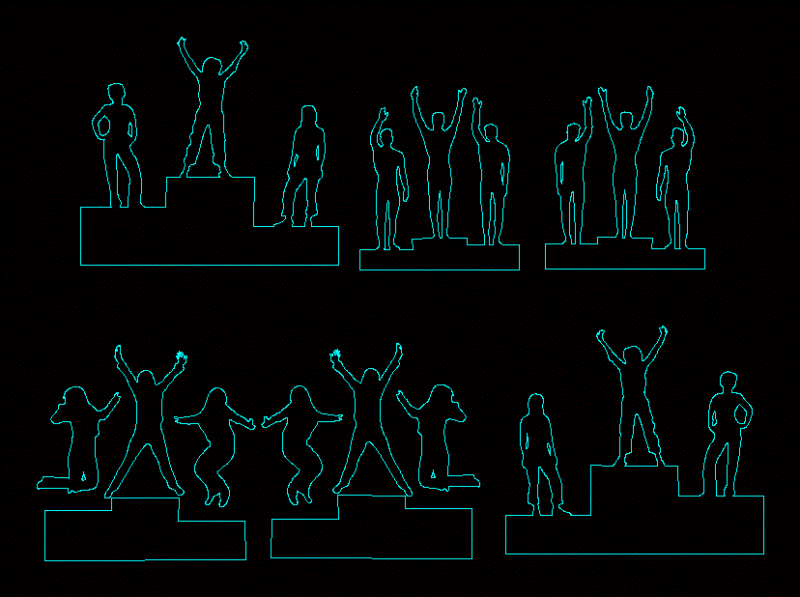 People Silhouettes Podium DWG Elevation for AutoCAD