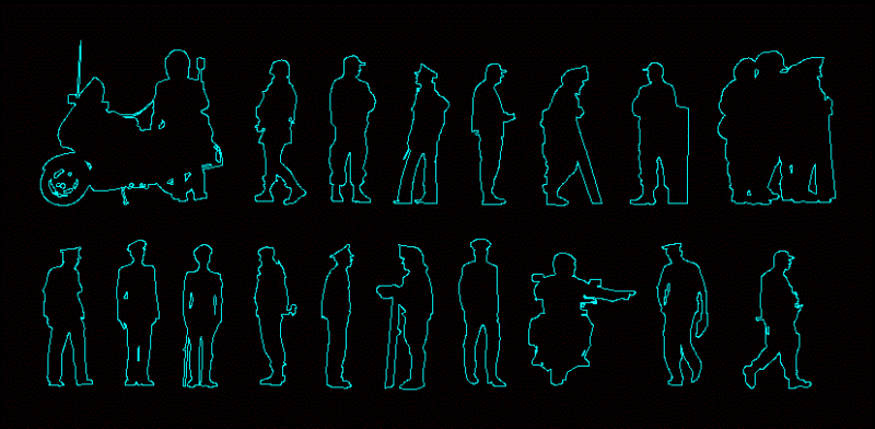 People Silhouettes Policemen DWG Block for AutoCAD