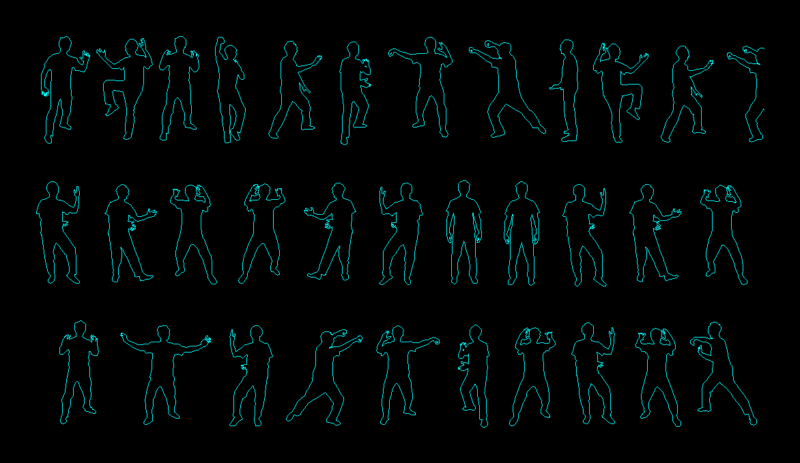 People Silhouettes Qigong DWG Block for AutoCAD