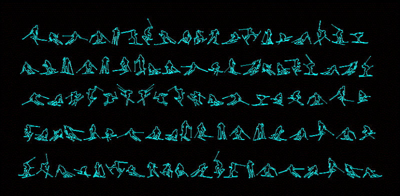 People Silhouettes Skiing DWG Elevation for AutoCAD