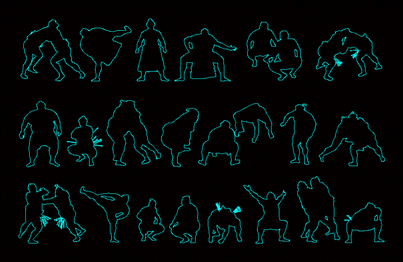 People Silhouettes Sumo Wrestler DWG Block for AutoCAD