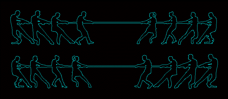 People Silhouettes Tug Of War DWG Elevation for AutoCAD