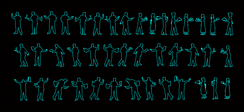 People Silhouettes Waiter DWG Elevation for AutoCAD